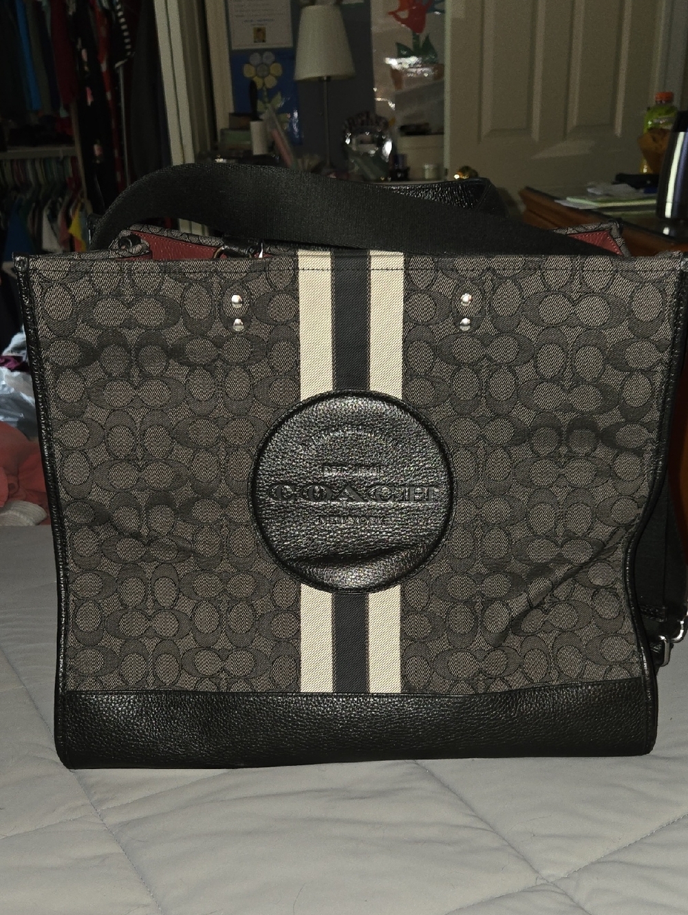 Coach Dempsey Tote 40 in Signature Jacquard with Stripe and Coach Patch